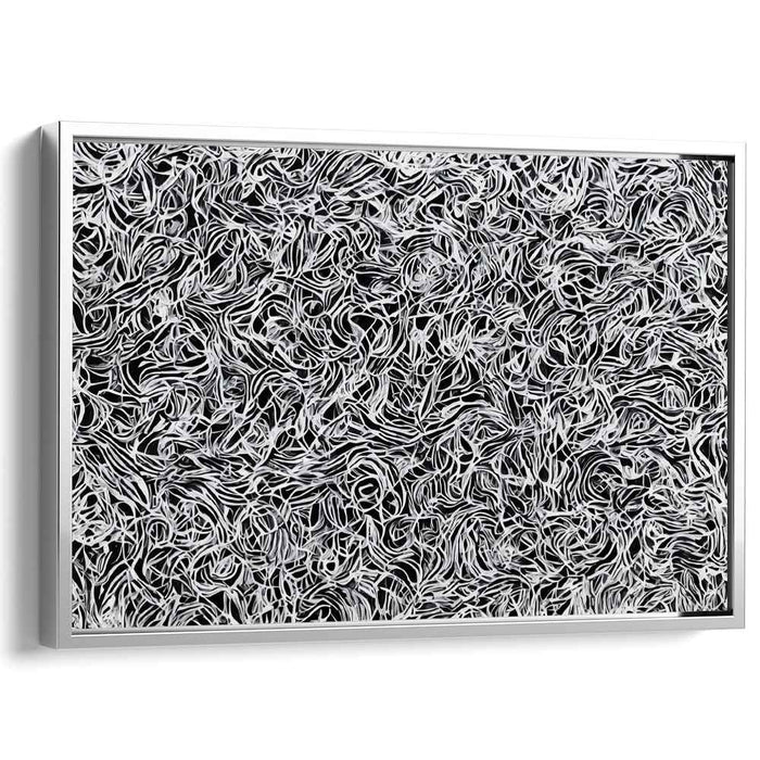 Mesmeric Whorls: Black and White Abstract Canvas Art Print