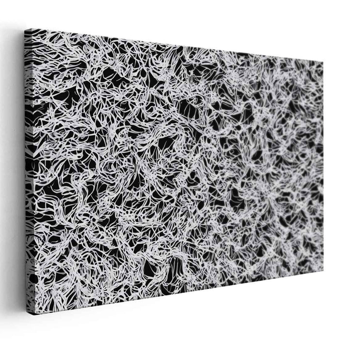 Whispers of Contrast: Black and White Abstract Line Art Canvas Print