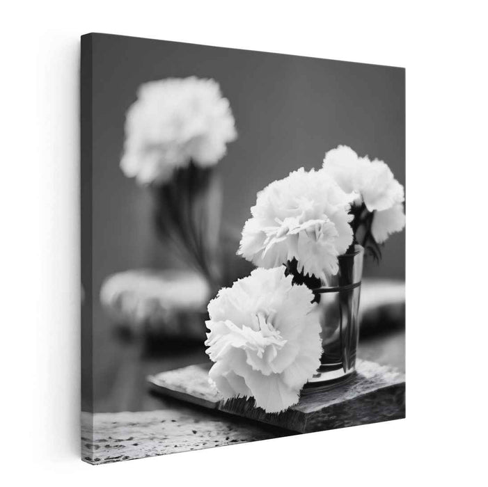 Ink Floral Study: Black and White Carnation Still Life Photography