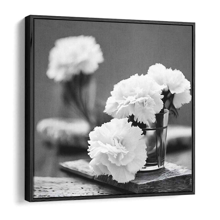 Ink Floral Study: Black and White Carnation Still Life Photography