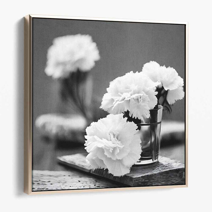 Ink Floral Study: Black and White Carnation Still Life Photography