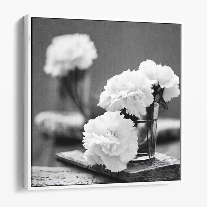 Ink Floral Study: Black and White Carnation Still Life Photography