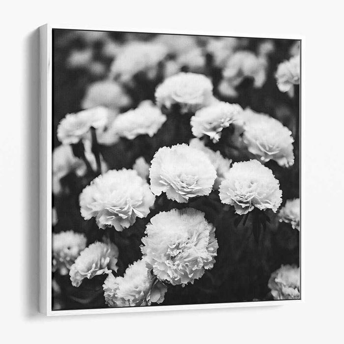 Monochrome Petal Sketch: Black and White Floral Canvas Art Print