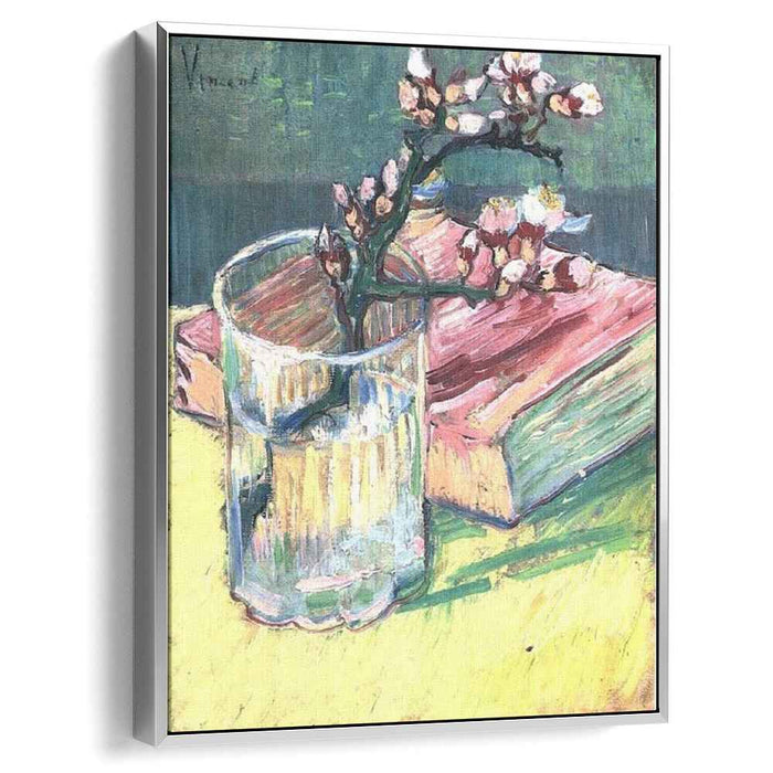 Blossoming Almond Branch in a Glass with a Book (1888) by Vincent van Gogh