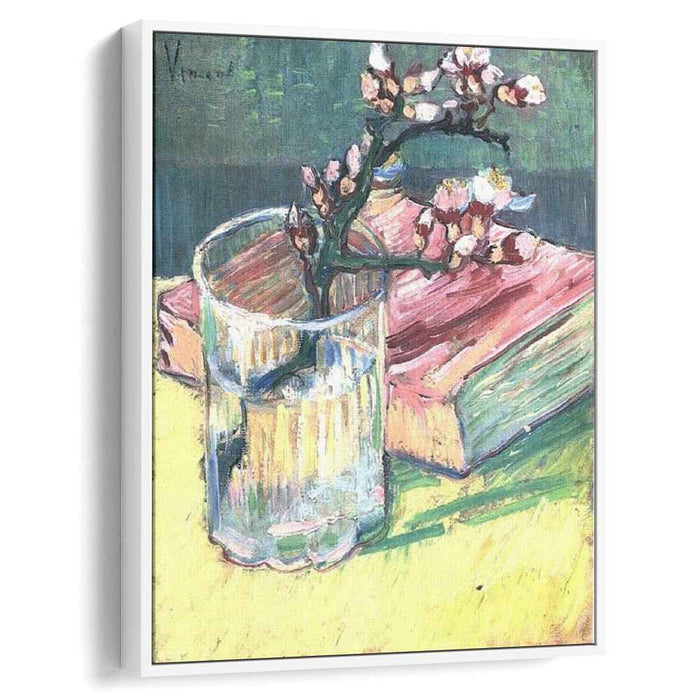 Blossoming Almond Branch in a Glass with a Book (1888) by Vincent van Gogh