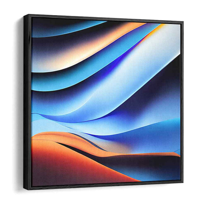 Currents of Citrine Azure: Abstract Waves of Blue and Orange Canvas Art Print