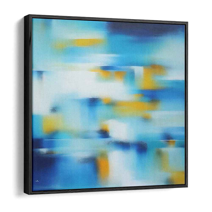Tranquil Motion: Abstract Blues and Yellows Canvas Art Print