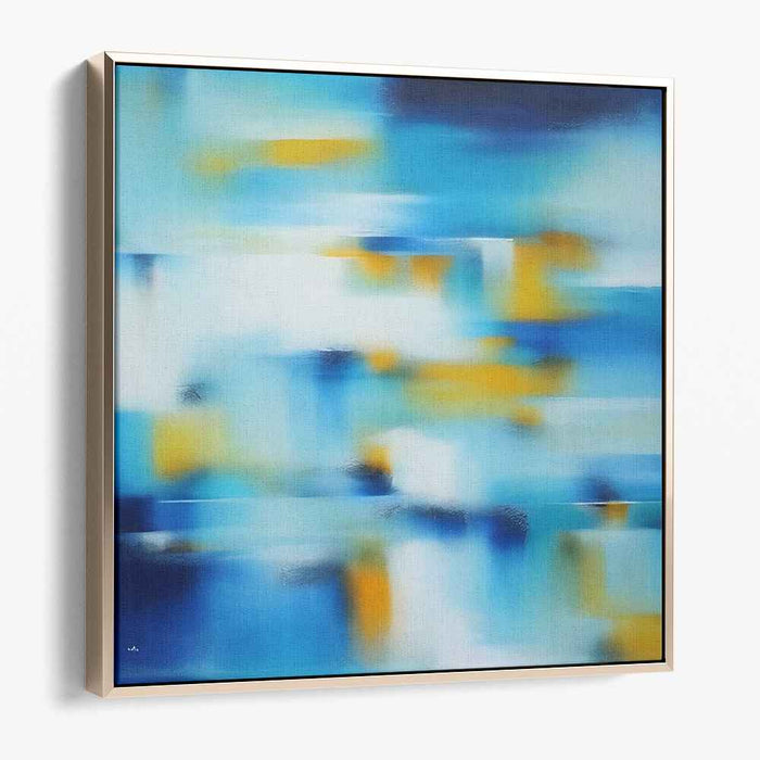 Tranquil Motion: Abstract Blues and Yellows Canvas Art Print