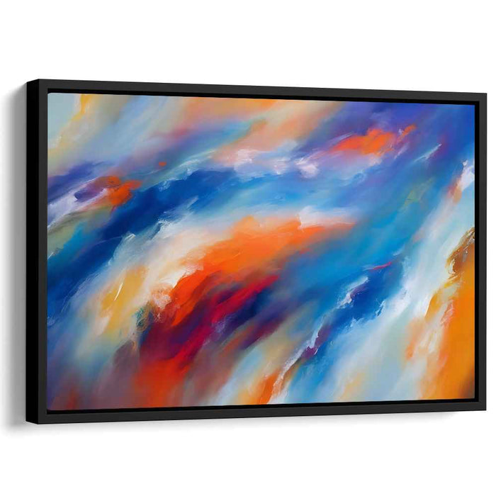 Nebula Embers: Abstract Expressionist Blue and Orange Canvas Art Print