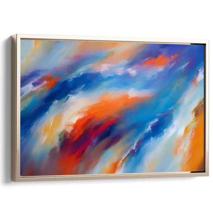 Nebula Embers: Abstract Expressionist Blue and Orange Canvas Art Print