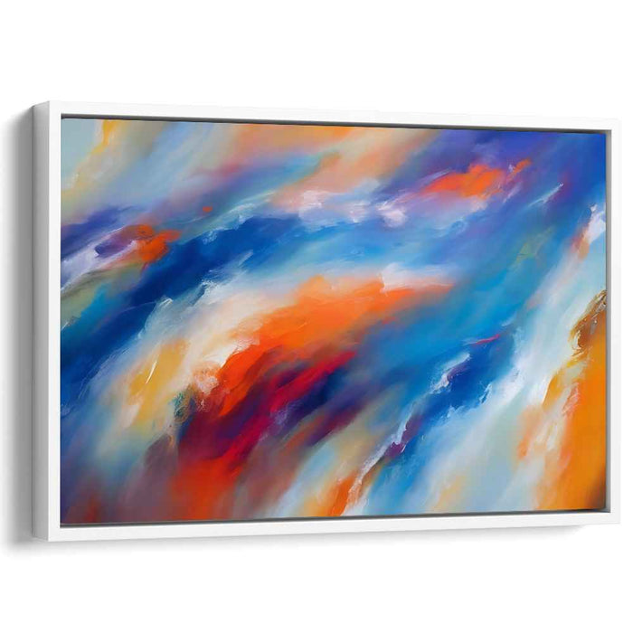 Nebula Embers: Abstract Expressionist Blue and Orange Canvas Art Print