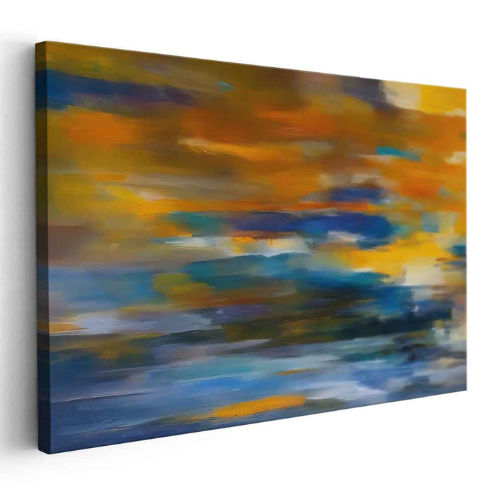 Color Dance: Abstract Expressionist Blue and Orange Canvas Art Print