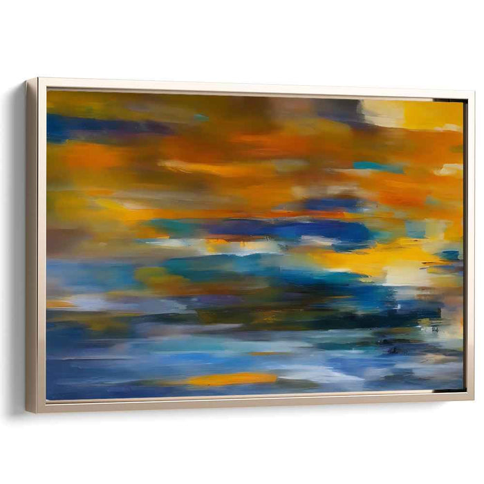 Color Dance: Abstract Expressionist Blue and Orange Canvas Art Print