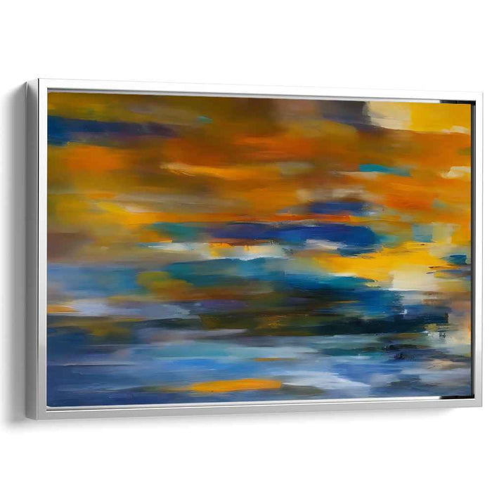 Color Dance: Abstract Expressionist Blue and Orange Canvas Art Print