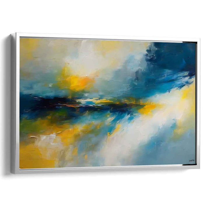 Whispers in the Breeze: Abstract Impressionist Blue and Yellow Canvas Art Print