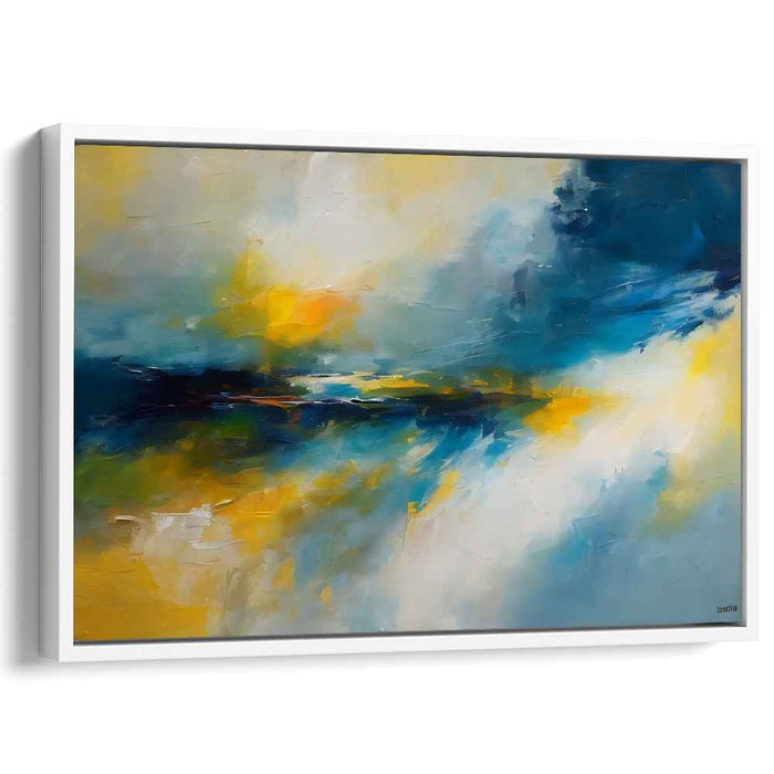 Whispers in the Breeze: Abstract Impressionist Blue and Yellow Canvas Art Print