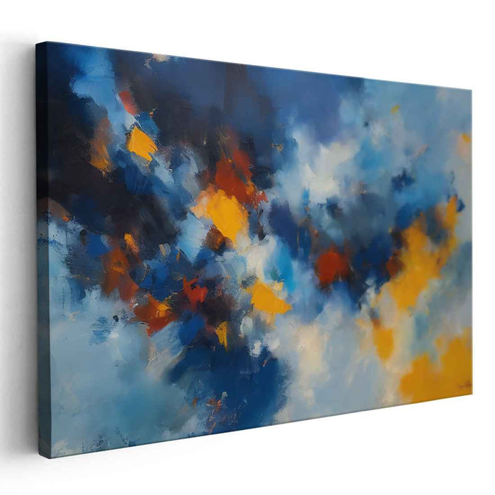 Incandescent Torrent: Abstract Expressionist Blue and Orange Canvas Art Print