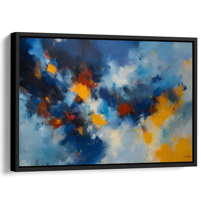 Incandescent Torrent: Abstract Expressionist Blue and Orange Canvas Art Print