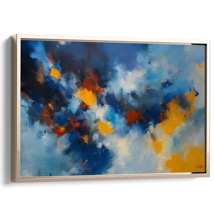 Incandescent Torrent: Abstract Expressionist Blue and Orange Canvas Art Print