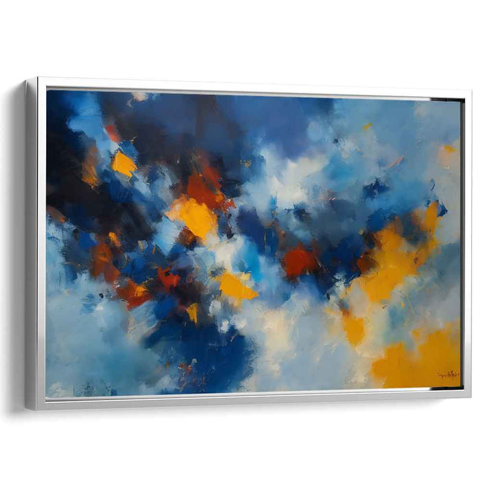 Incandescent Torrent: Abstract Expressionist Blue and Orange Canvas Art Print