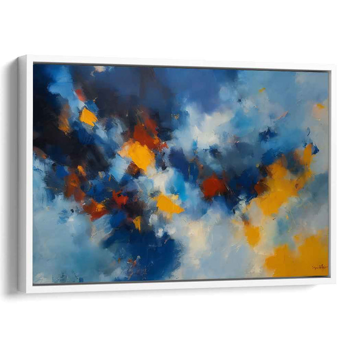 Incandescent Torrent: Abstract Expressionist Blue and Orange Canvas Art Print