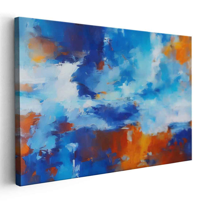 Ultramarine Blaze: Abstract Expressionist Blue and Orange Canvas Art Print