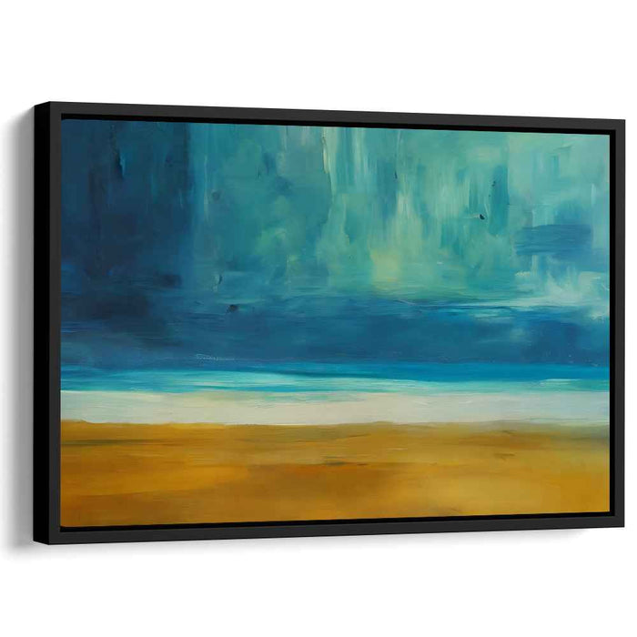 Echoes Of Midnight Sky: Abstract Landscape in Blue and Gold Canvas Art Print