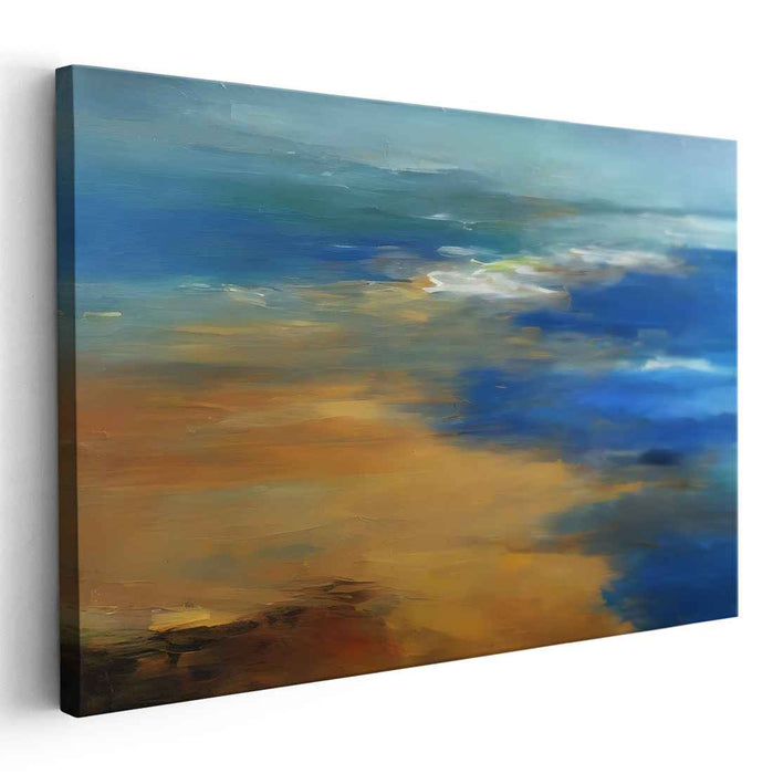 Oceanic Serenity Sketch: Abstract Coastal Harmony Canvas Art Print