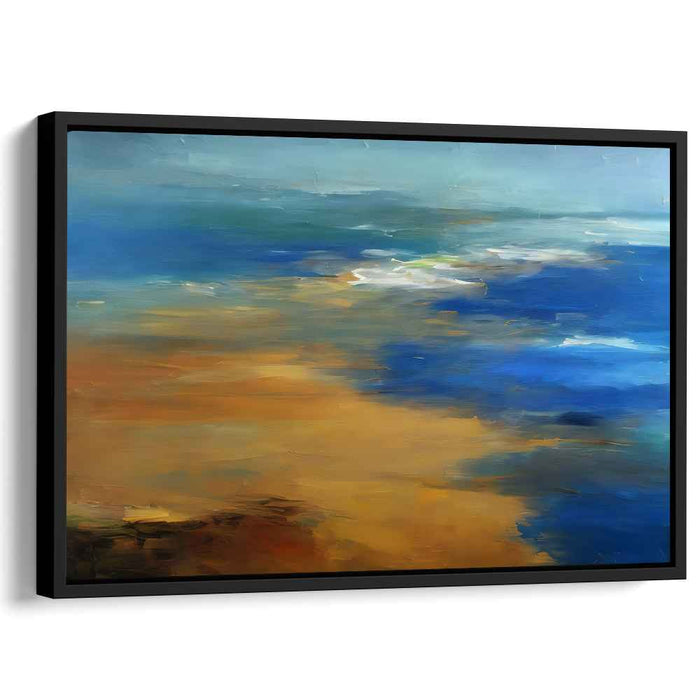 Oceanic Serenity Sketch: Abstract Coastal Harmony Canvas Art Print