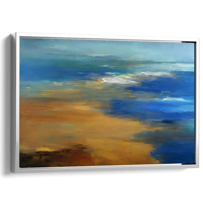 Oceanic Serenity Sketch: Abstract Coastal Harmony Canvas Art Print
