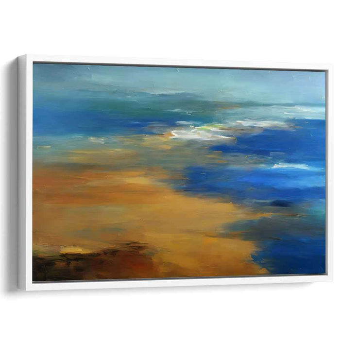 Oceanic Serenity Sketch: Abstract Coastal Harmony Canvas Art Print