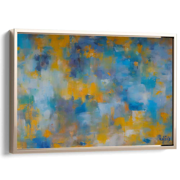 Whispers Of Cobalt Sunshine: Abstract Expressionist Blue and Yellow Canvas Art Print