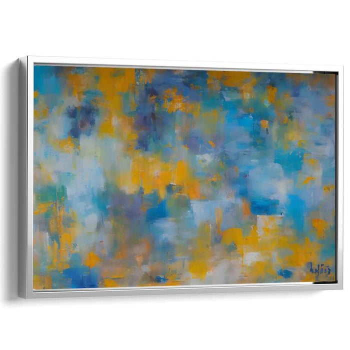 Whispers Of Cobalt Sunshine: Abstract Expressionist Blue and Yellow Canvas Art Print