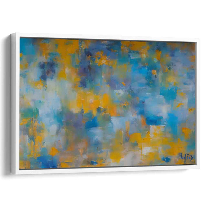 Whispers Of Cobalt Sunshine: Abstract Expressionist Blue and Yellow Canvas Art Print