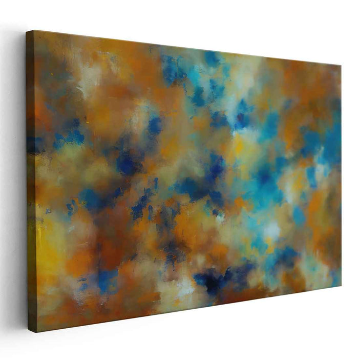 Azure Flames Abstract Dance: Abstract Canvas Art in Blue and Orange