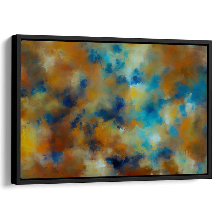 Azure Flames Abstract Dance: Abstract Canvas Art in Blue and Orange