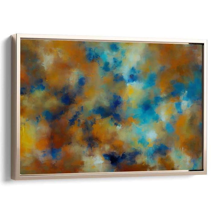 Azure Flames Abstract Dance: Abstract Canvas Art in Blue and Orange