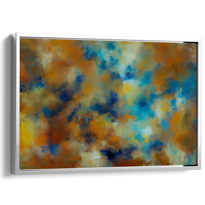 Azure Flames Abstract Dance: Abstract Canvas Art in Blue and Orange