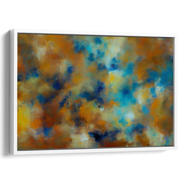 Azure Flames Abstract Dance: Abstract Canvas Art in Blue and Orange