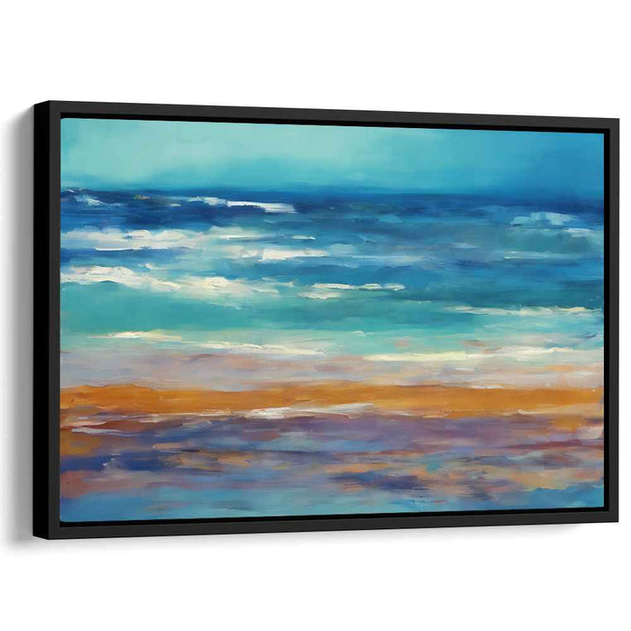 Sapphire Tango Symphony: Abstract Seascape in Blue and Orange Canvas Art