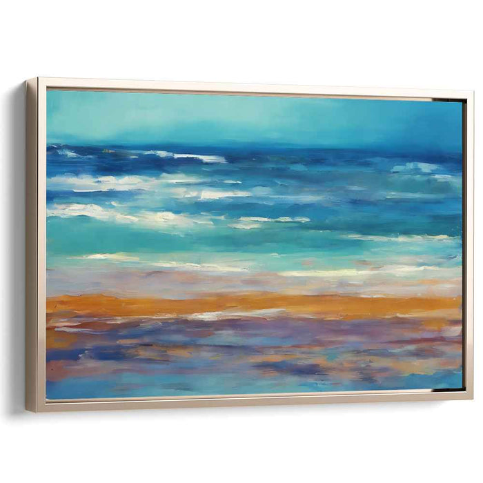 Sapphire Tango Symphony: Abstract Seascape in Blue and Orange Canvas Art