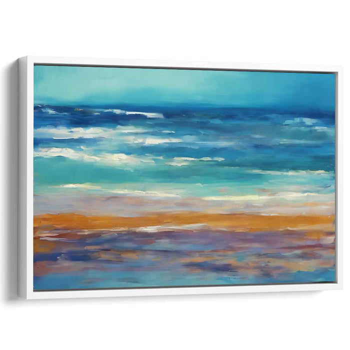 Sapphire Tango Symphony: Abstract Seascape in Blue and Orange Canvas Art