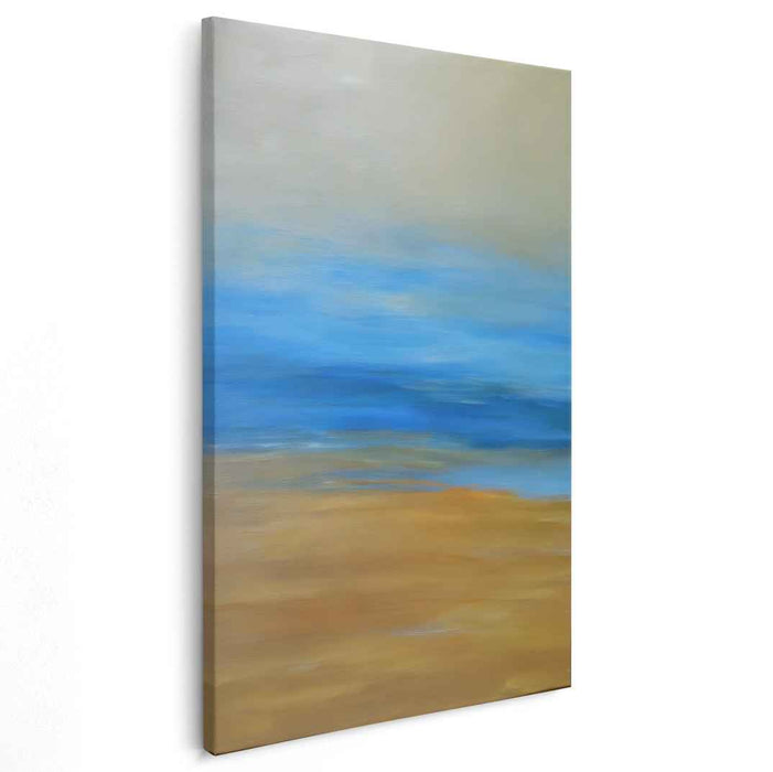 Aqua Sands Symphony: Abstract Seascape in Blue and Brown Canvas Art