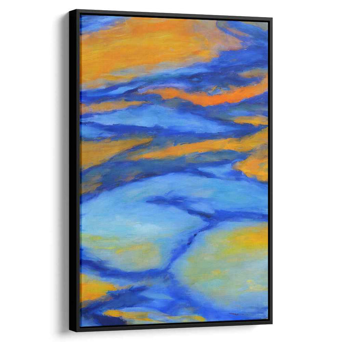 Sapphire Citrus Dreamscape: Abstract Expressionist Blue and Orange Canvas Art Print