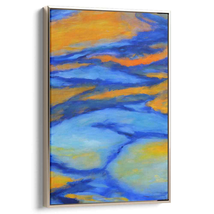 Sapphire Citrus Dreamscape: Abstract Expressionist Blue and Orange Canvas Art Print