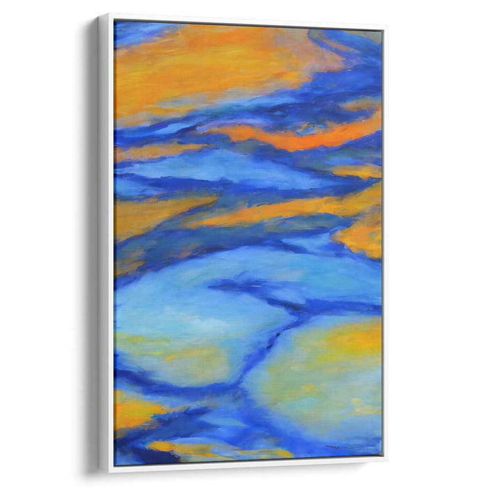 Sapphire Citrus Dreamscape: Abstract Expressionist Blue and Orange Canvas Art Print