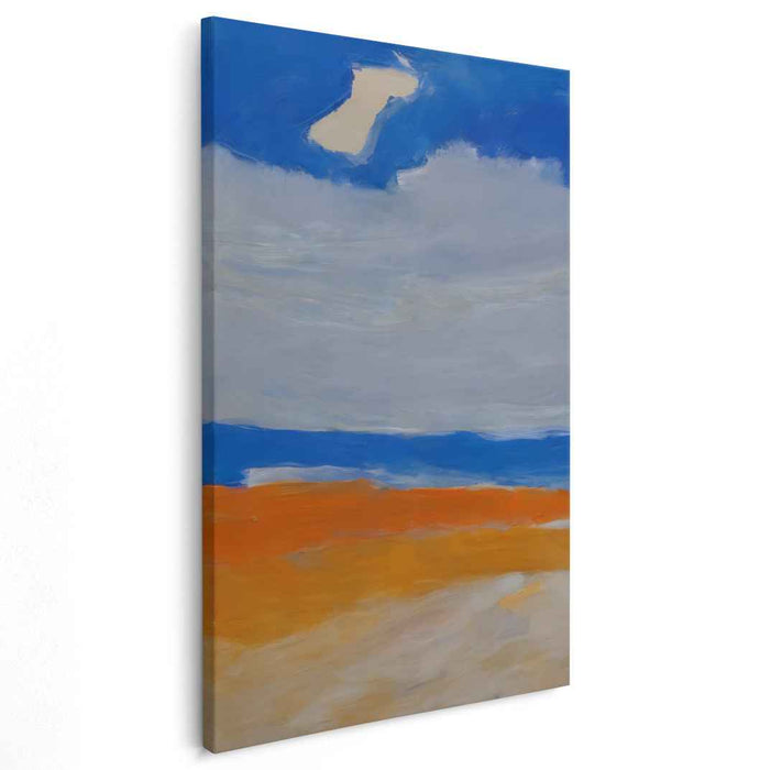 Twilight Horizon Minimalism: Minimalist Blue Sky and Sunset Canvas Art