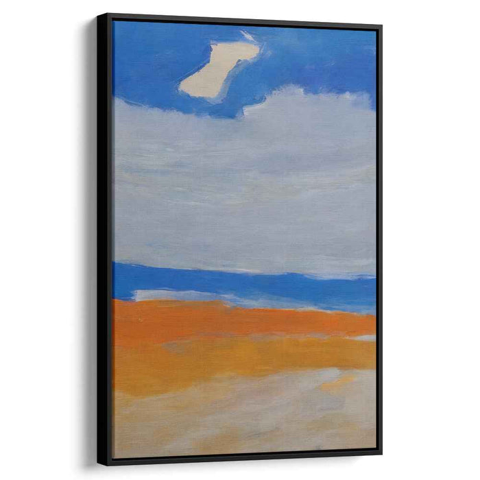 Twilight Horizon Minimalism: Minimalist Blue Sky and Sunset Canvas Art
