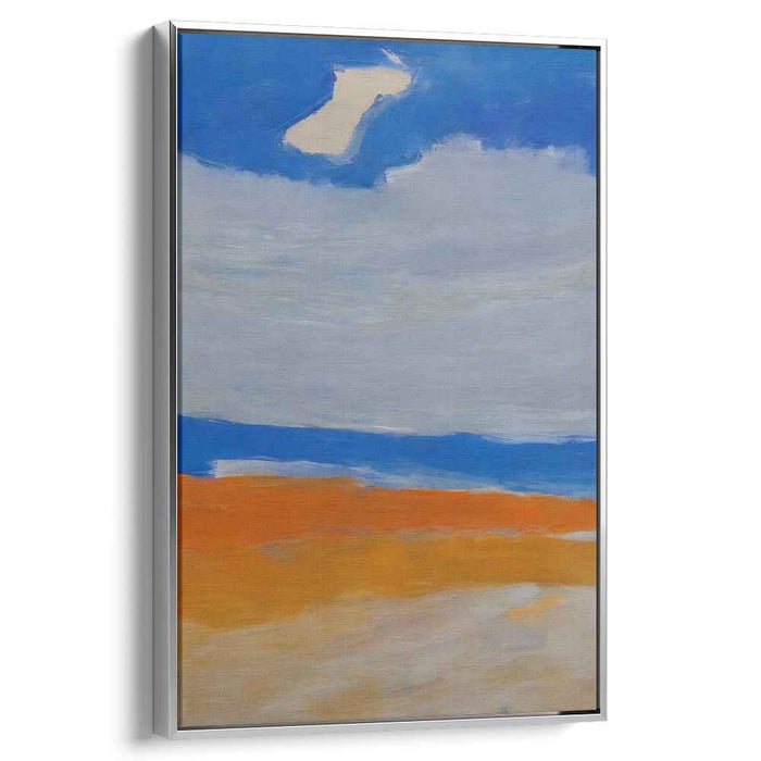 Twilight Horizon Minimalism: Minimalist Blue Sky and Sunset Canvas Art