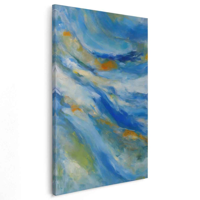 Whispers of the Azure Sea: Abstract Impressionist Blue Ocean Canvas Art Print